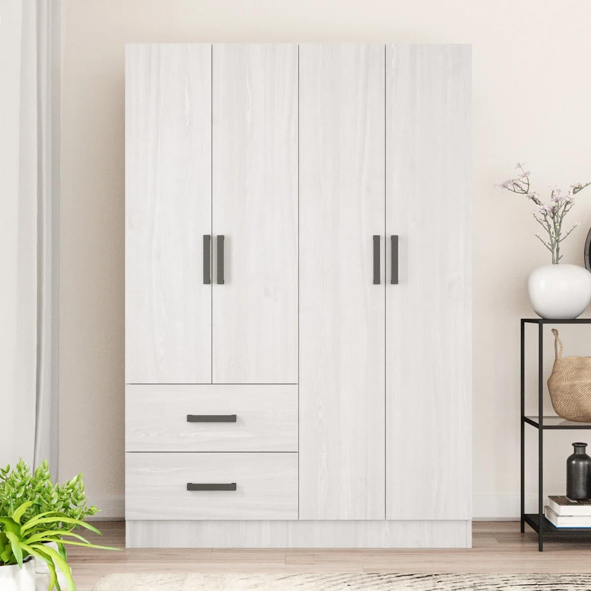 Amazon.com: 4 Doors Wardrobe 2 Drawers with Shelves 48 inch Wide